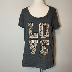 Torrid Gray T-Shirt with Leopard Print LOVE